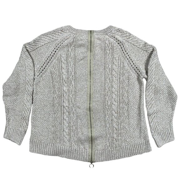 Orvis Knitted Full Zip Chunky Crew Neck Sweater Size Medium - Picture 2 of 4